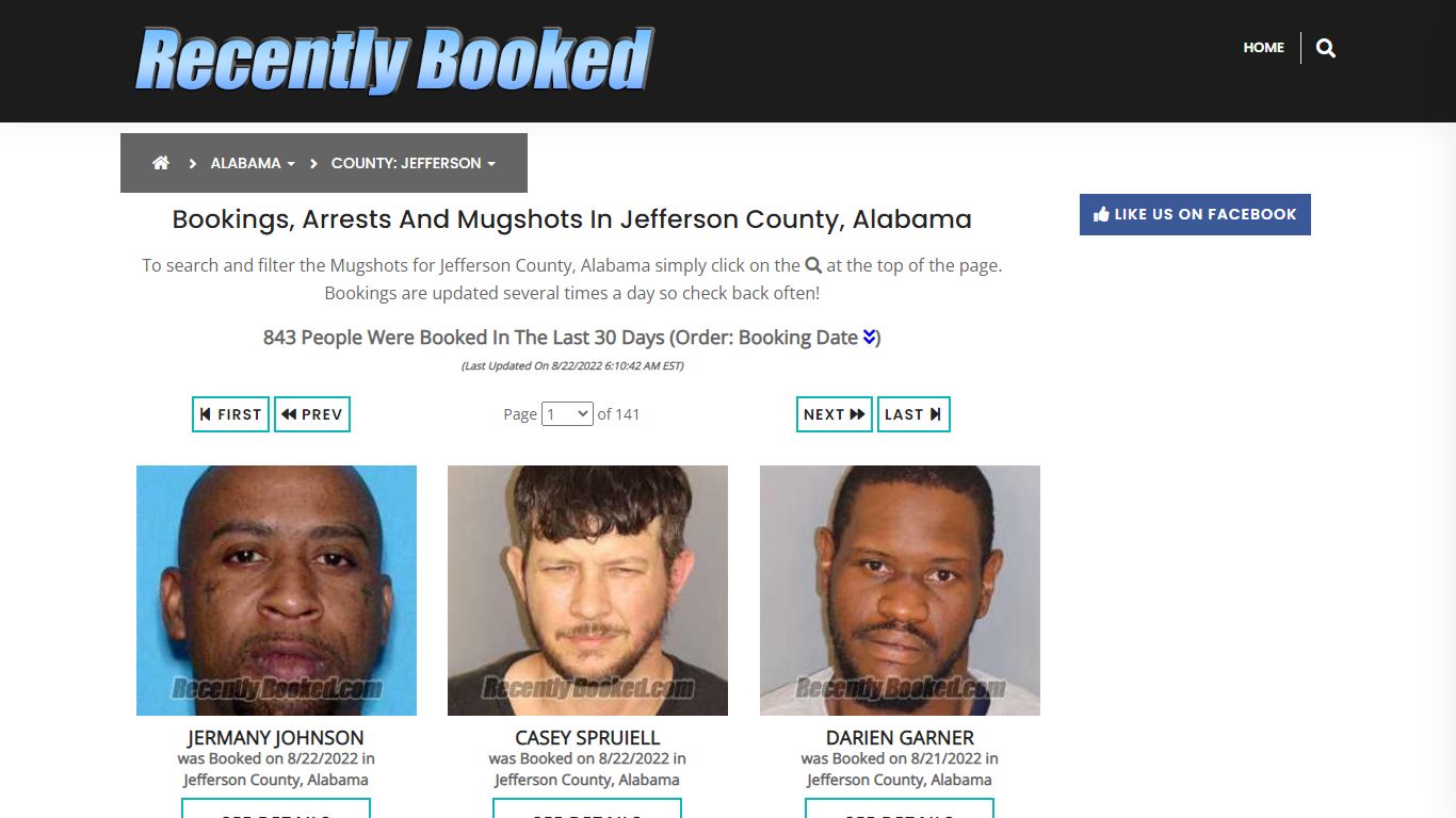 Bookings, Arrests and Mugshots in Jefferson County, Alabama